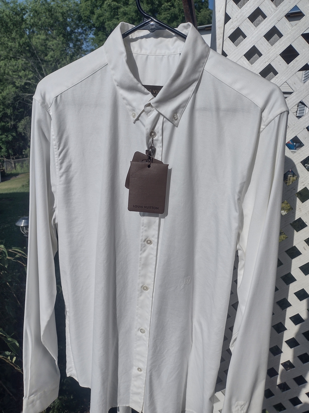 Louis Vuitton White Men's Button-Down Dress Shirt